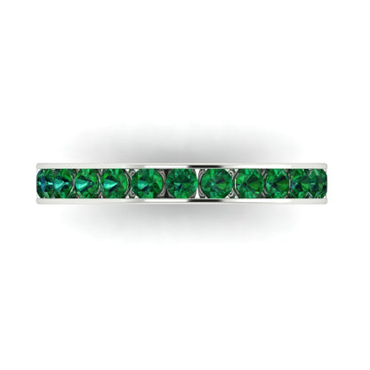 0.39 cttw Simulated Emerald Round Cut White Gold Eternity Wedding Band