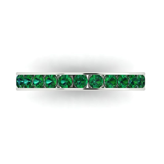 0.39 cttw Simulated Emerald Round Cut White Gold Eternity Wedding Band