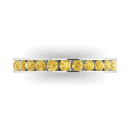 0.39 cttw Natural Citrine Round Cut White Gold Eternity Wedding Band