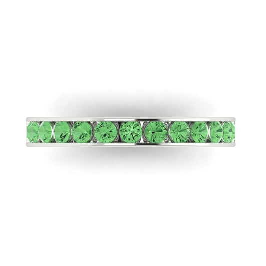 0.39 cttw Simulated Green Diamond Round Cut White Gold Eternity Wedding Band
