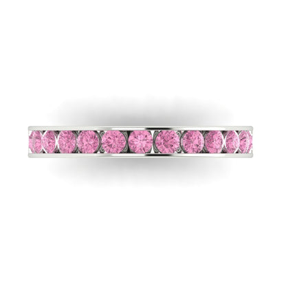 0.39 cttw Simulated Pink Diamond Round Cut White Gold Eternity Wedding Band