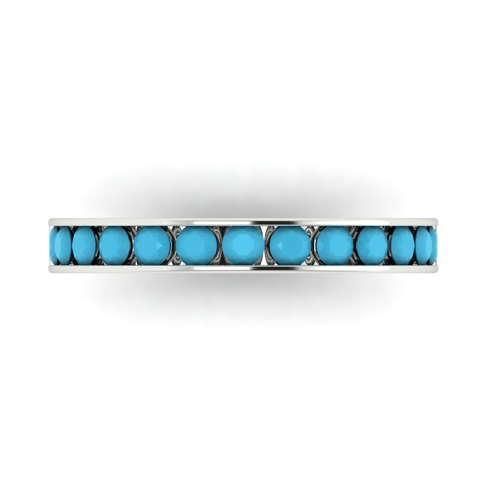 0.39 cttw Simulated Turquoise Round Cut White Gold Eternity Wedding Band