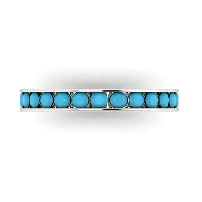 0.39 cttw Simulated Turquoise Round Cut White Gold Eternity Wedding Band
