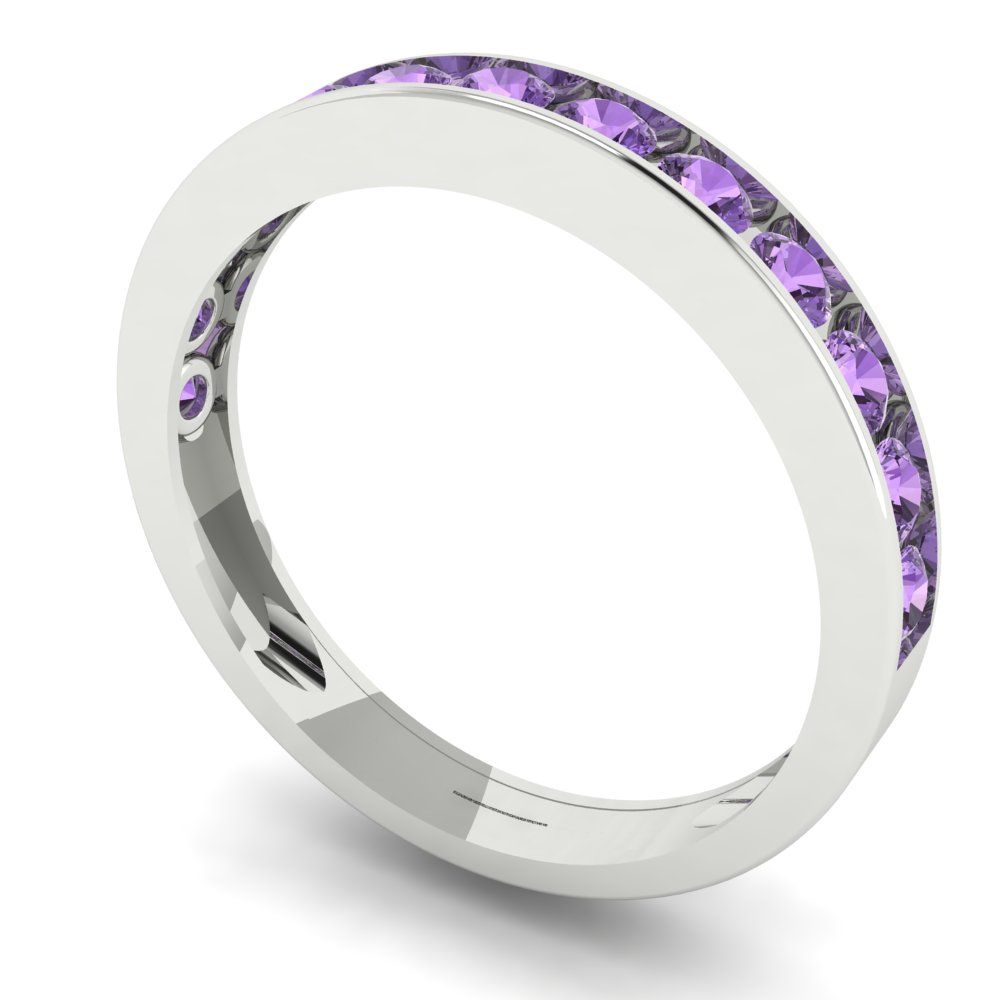 0.39 cttw Simulated Alexandrite Round Cut White Gold Eternity Wedding Band