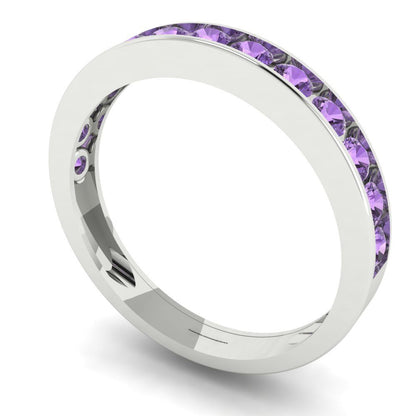 0.39 cttw Simulated Alexandrite Round Cut White Gold Eternity Wedding Band