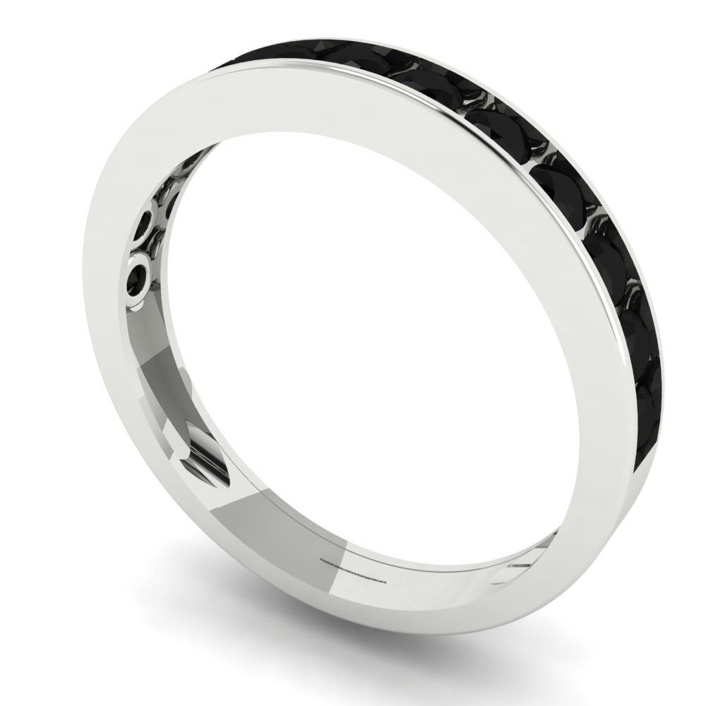 0.39 cttw Natural Onyx Round Cut White Gold Eternity Wedding Band