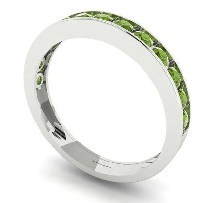 0.39 cttw Natural Peridot Round Cut White Gold Eternity Wedding Band