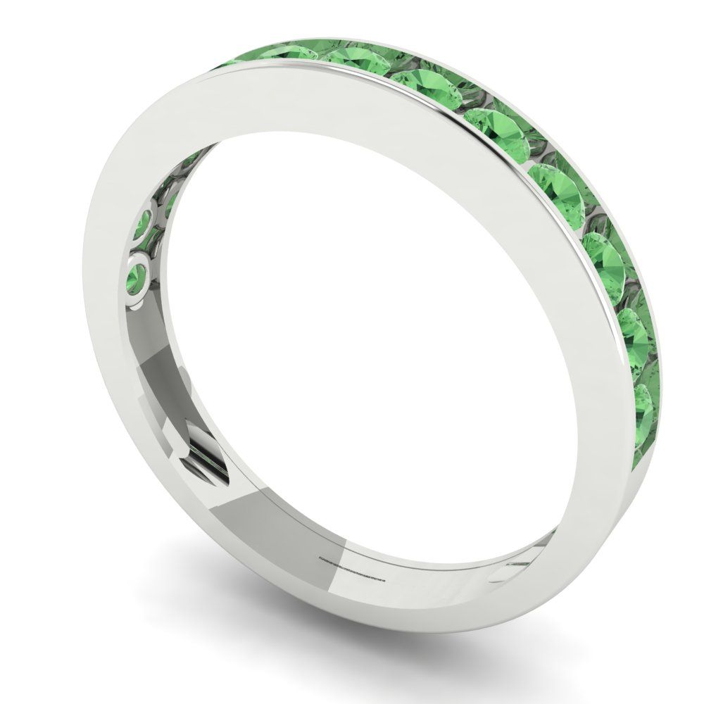 0.39 cttw Simulated Green Diamond Round Cut White Gold Eternity Wedding Band