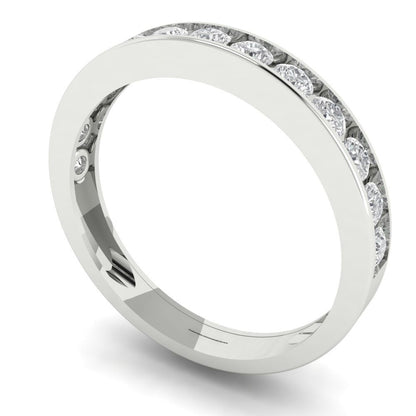 0.39 cttw White Sapphire Round Cut White Gold Eternity Wedding Band
