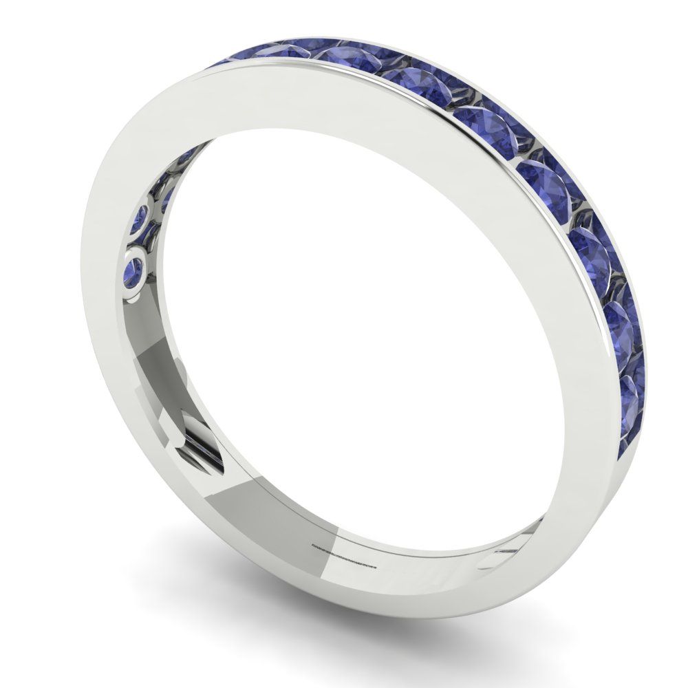0.39 cttw Simulated Tanzanite Round Cut White Gold Eternity Wedding Band