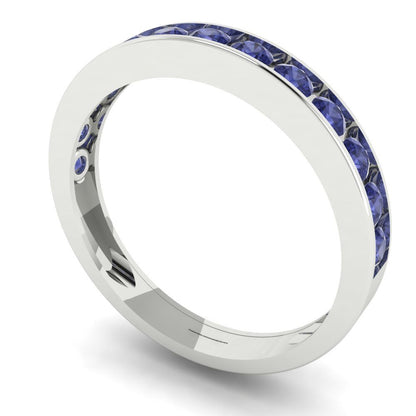 0.39 cttw Simulated Tanzanite Round Cut White Gold Eternity Wedding Band