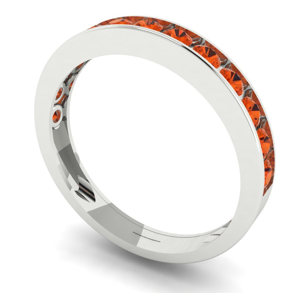0.39 cttw Simulated Red Diamond Round Cut White Gold Eternity Wedding Band