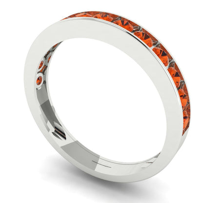 0.39 cttw Simulated Red Diamond Round Cut White Gold Eternity Wedding Band