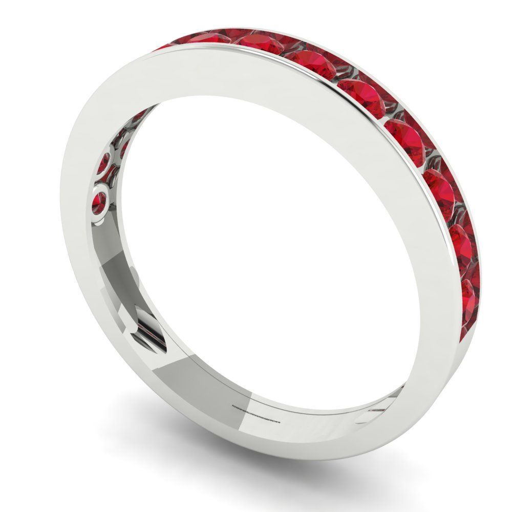 0.39 cttw Simulated Ruby Round Cut White Gold Eternity Wedding Band