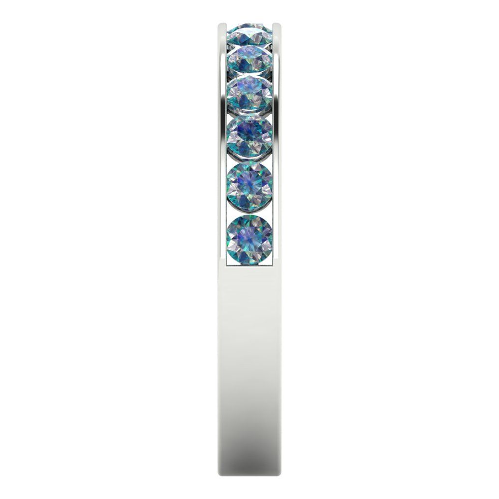 0.39 cttw Blue Moissanite Round Cut White Gold Eternity Wedding Band