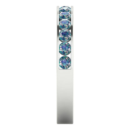 0.39 cttw Blue Moissanite Round Cut White Gold Eternity Wedding Band
