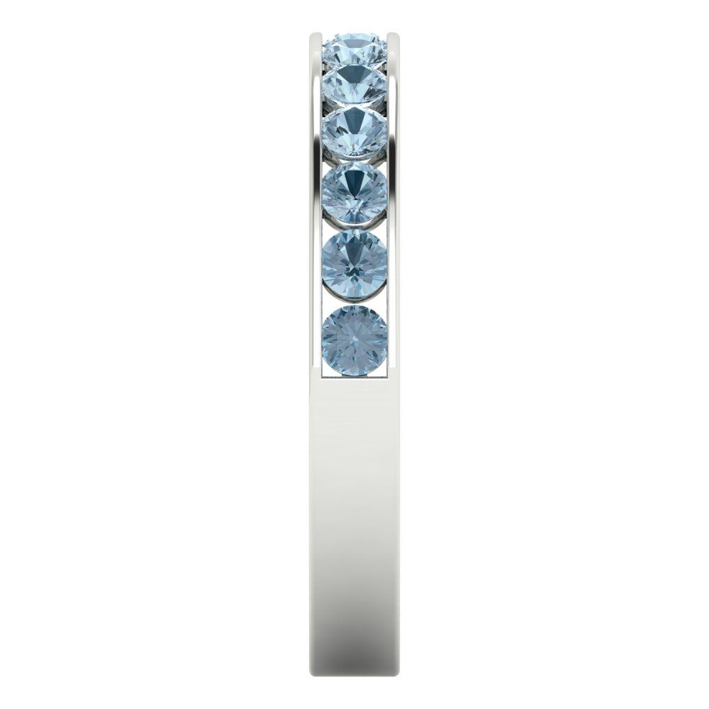 0.39 cttw Natural Aquamarine Round Cut White Gold Eternity Wedding Band