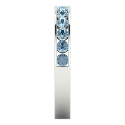 0.39 cttw Natural Aquamarine Round Cut White Gold Eternity Wedding Band