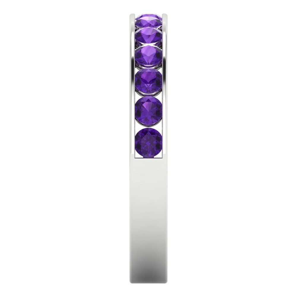 0.39 cttw Natural Amethyst Round Cut White Gold Eternity Wedding Band