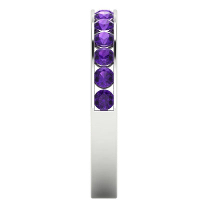 0.39 cttw Natural Amethyst Round Cut White Gold Eternity Wedding Band