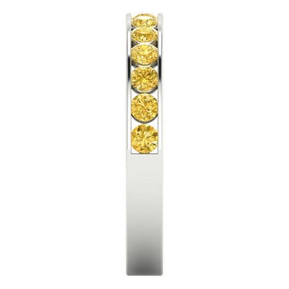 0.39 cttw Simulated Yellow Diamond Round Cut White Gold Eternity Wedding Band