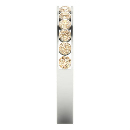 0.39 cttw Natural Morganite Round Cut White Gold Eternity Wedding Band