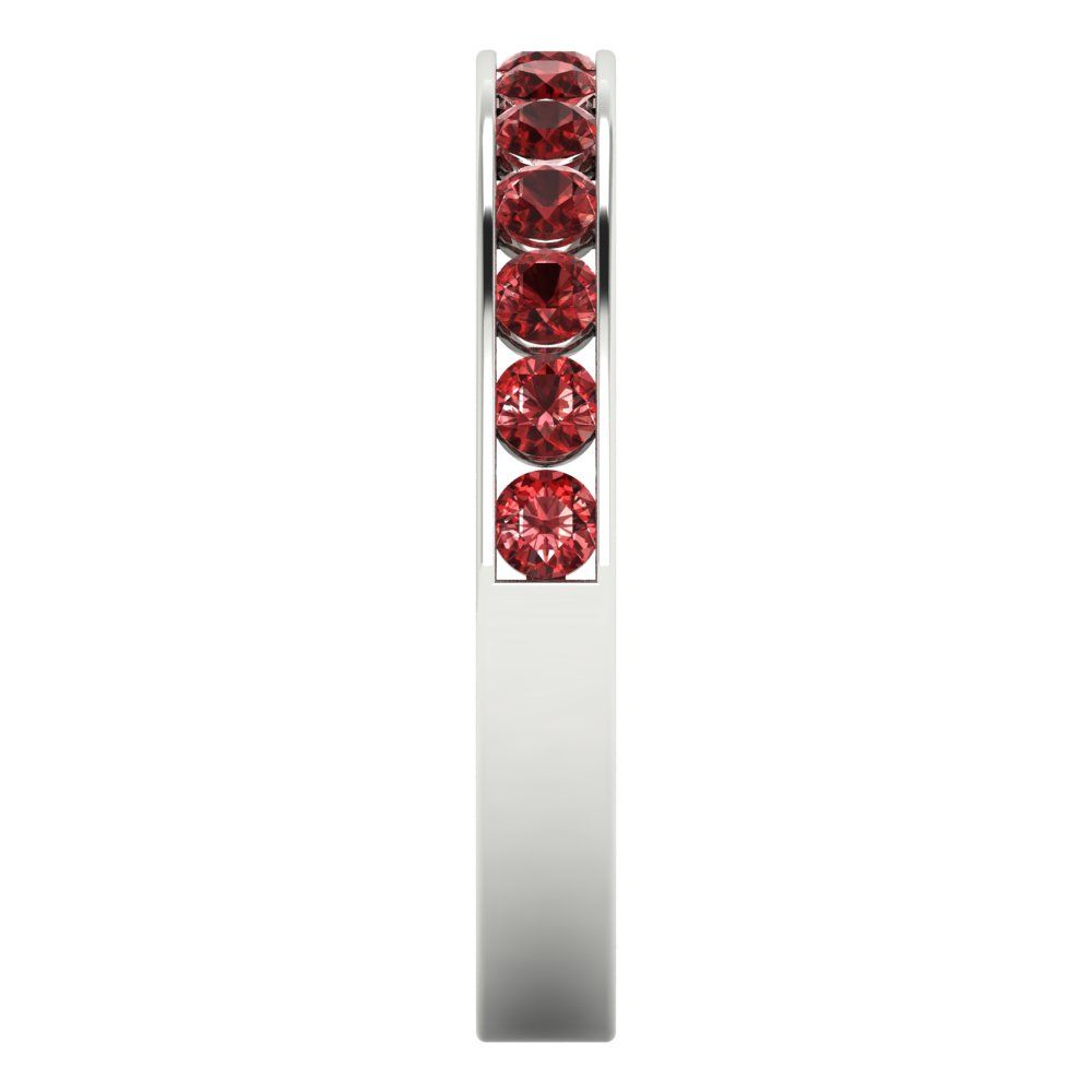 0.39 cttw Natural Garnet Round Cut White Gold Eternity Wedding Band