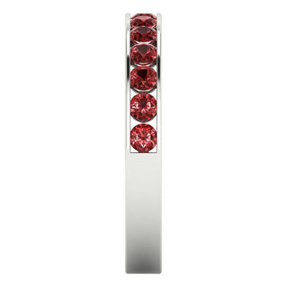 0.39 cttw Natural Garnet Round Cut White Gold Eternity Wedding Band