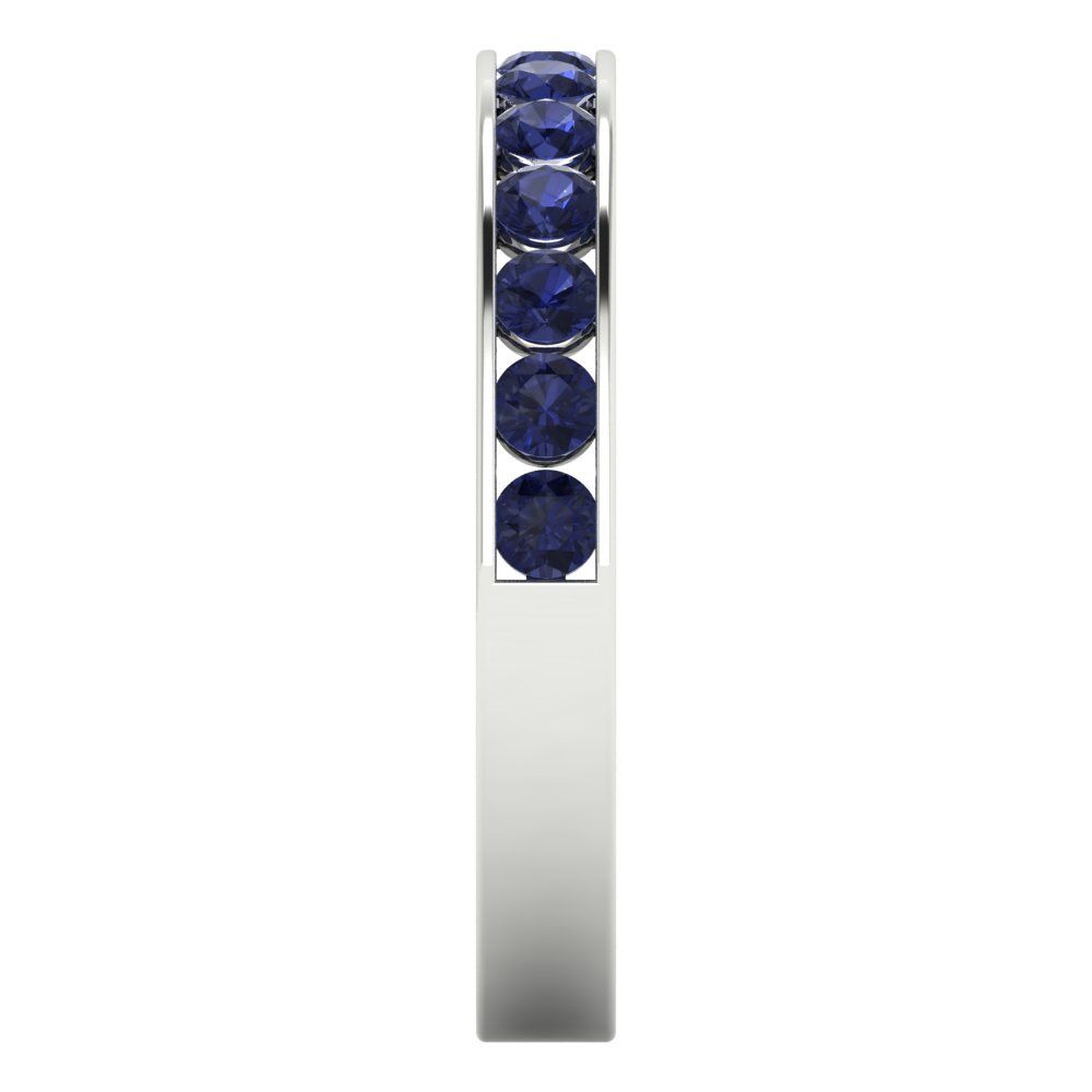 0.39 cttw Simulated Blue Sapphire Round Cut White Gold Eternity Wedding Band