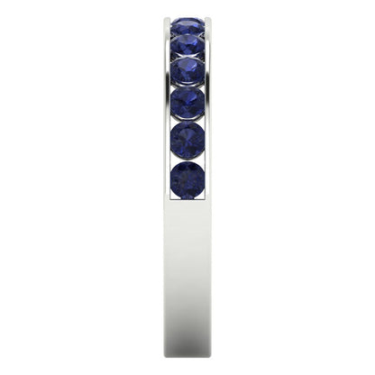 0.39 cttw Simulated Blue Sapphire Round Cut White Gold Eternity Wedding Band