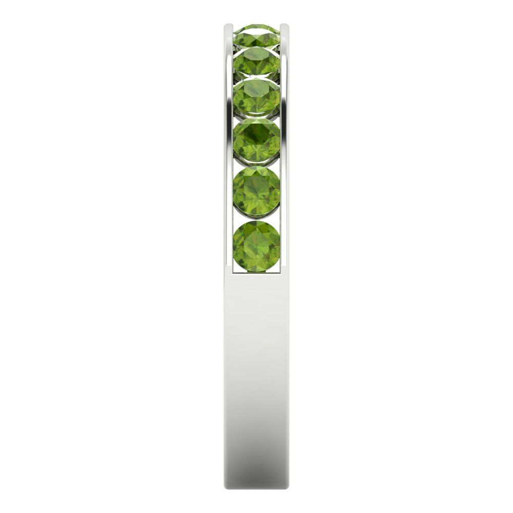 0.39 cttw Natural Peridot Round Cut White Gold Eternity Wedding Band