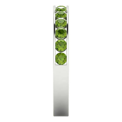 0.39 cttw Natural Peridot Round Cut White Gold Eternity Wedding Band
