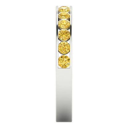 0.39 cttw Natural Citrine Round Cut White Gold Eternity Wedding Band