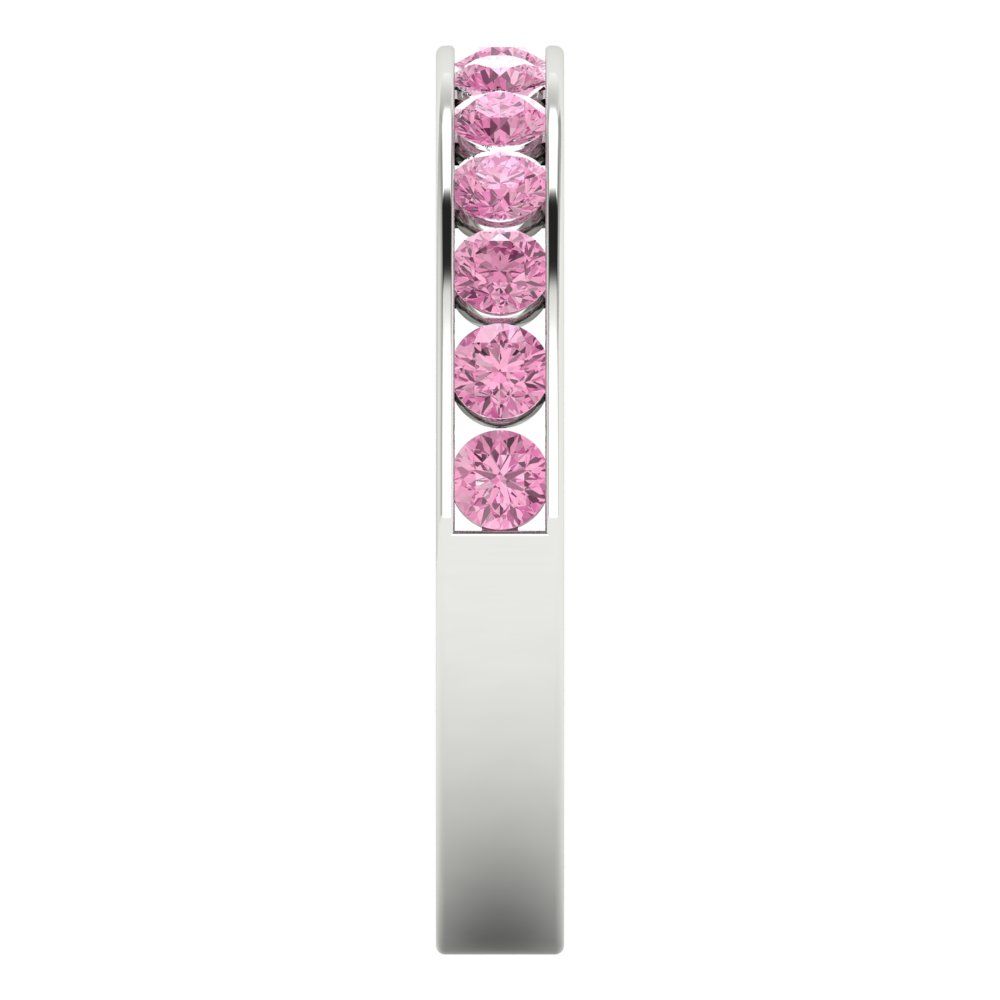 0.39 cttw Simulated Pink Diamond Round Cut White Gold Eternity Wedding Band