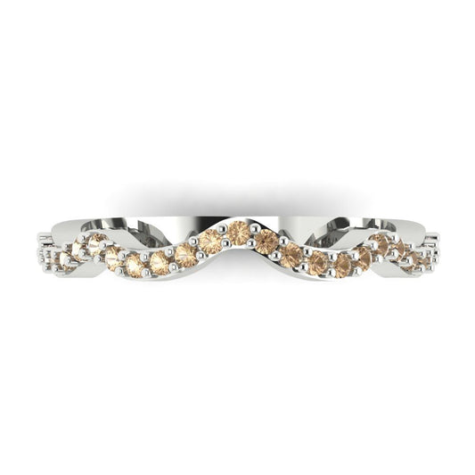 0.23 cttw Yellow Moissanite Round Cut White Gold Eternity Wedding Band