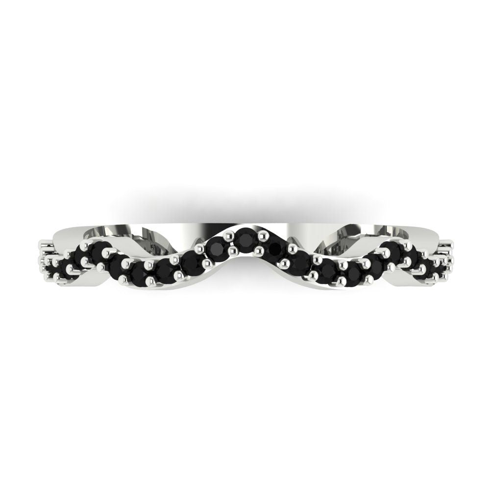 0.23 cttw Natural Onyx Round Cut White Gold Eternity Wedding Band