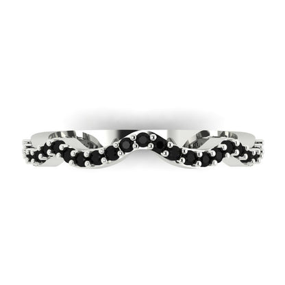 0.23 cttw Natural Onyx Round Cut White Gold Eternity Wedding Band