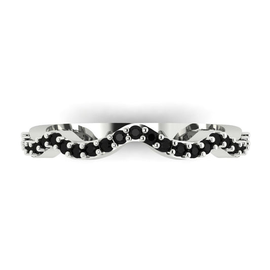 0.23 cttw Natural Onyx Round Cut White Gold Eternity Wedding Band