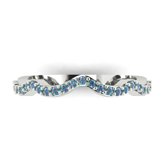0.23 cttw Blue Moissanite Round Cut White Gold Eternity Wedding Band