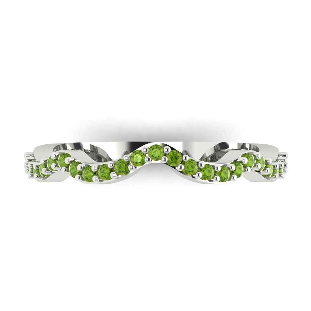 0.23 cttw Natural Peridot Round Cut White Gold Eternity Wedding Band