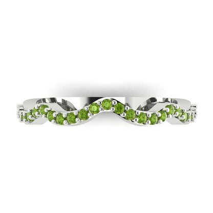 0.23 cttw Natural Peridot Round Cut White Gold Eternity Wedding Band