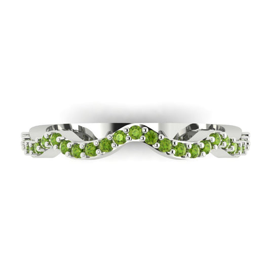 0.23 cttw Natural Peridot Round Cut White Gold Eternity Wedding Band