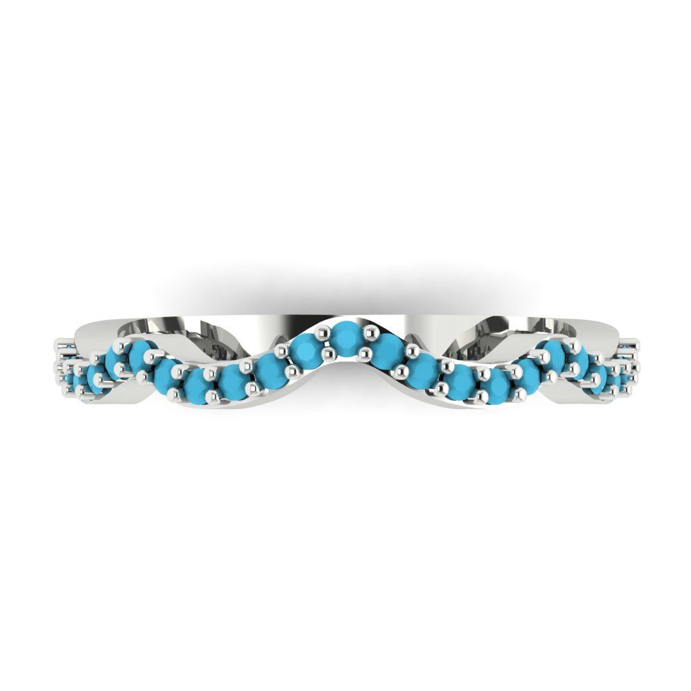 0.23 cttw Simulated Turquoise Round Cut White Gold Eternity Wedding Band