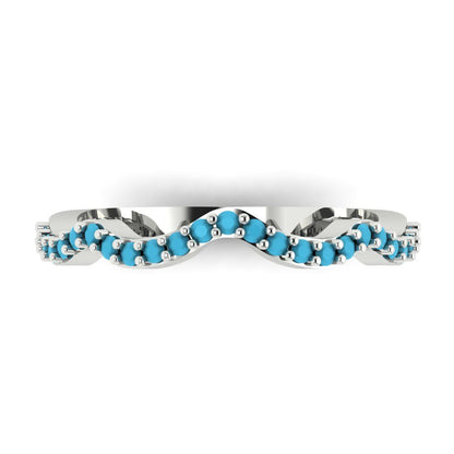 0.23 cttw Simulated Turquoise Round Cut White Gold Eternity Wedding Band