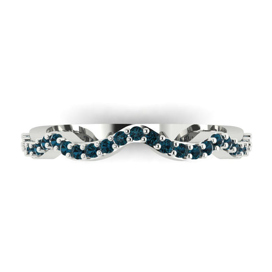 0.23 cttw Natural London Blue Topaz Round Cut White Gold Eternity Wedding Band