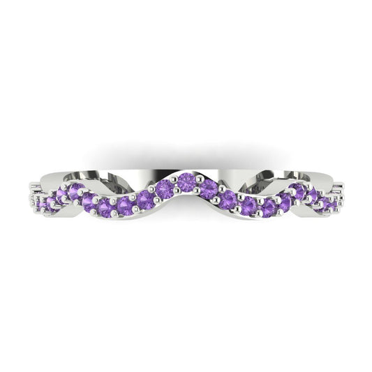 0.23 cttw Simulated Alexandrite Round Cut White Gold Eternity Wedding Band