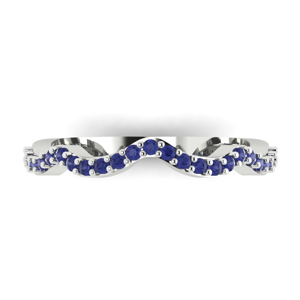 0.23 cttw Simulated Tanzanite Round Cut White Gold Eternity Wedding Band