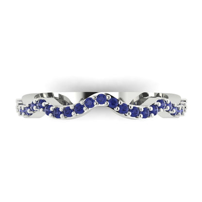 0.23 cttw Simulated Tanzanite Round Cut White Gold Eternity Wedding Band