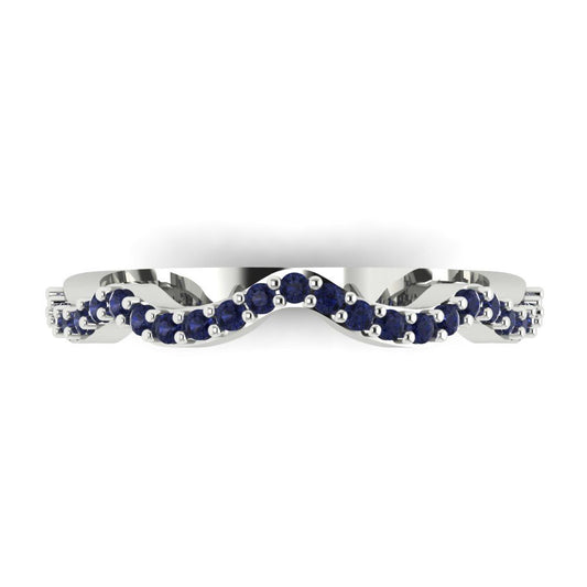 0.23 cttw Simulated Blue Sapphire Round Cut White Gold Eternity Wedding Band