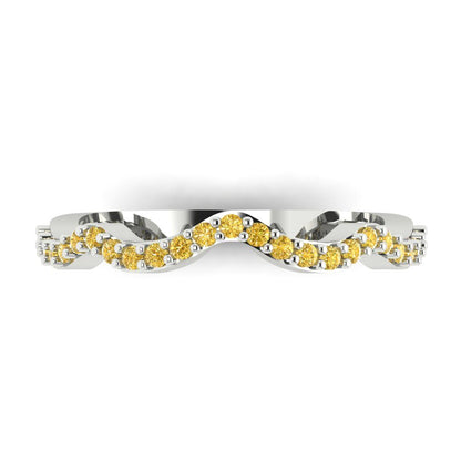 0.23 cttw Natural Citrine Round Cut White Gold Eternity Wedding Band